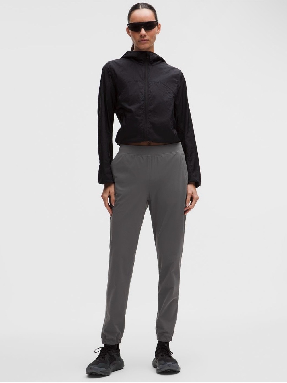 Lululemon Adapted State High-Rise Jogger Women Onyx Gray Ankle Zip Pants Size 6